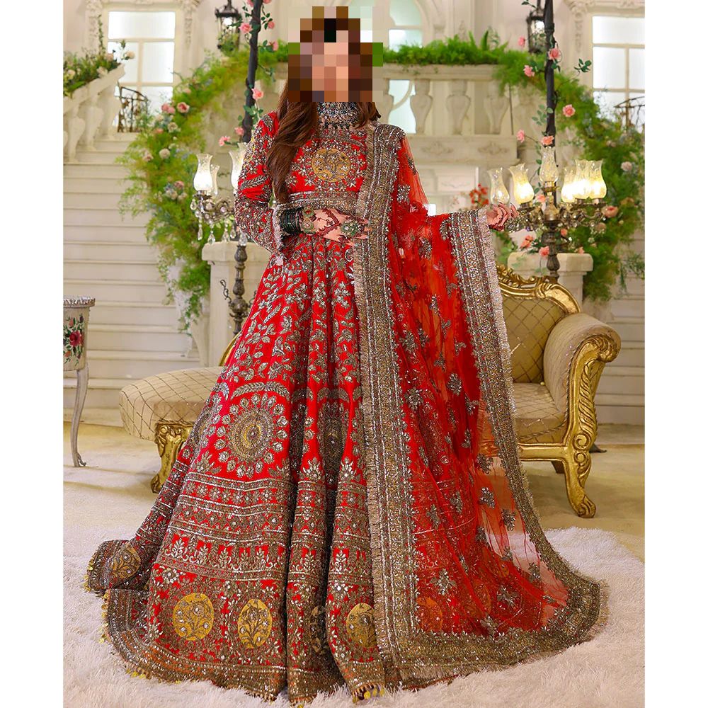 Fatima’s Deep Red & Antique Gold Wedding Dress
