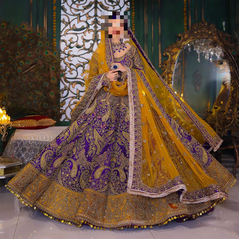 Fatima’s Royal Purple & Mustard Wedding Dress