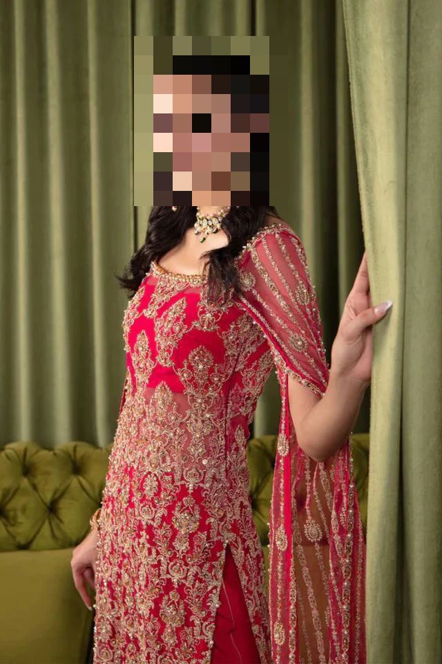 Fatima’s Ruby Red & Antique Gold Wedding Dress