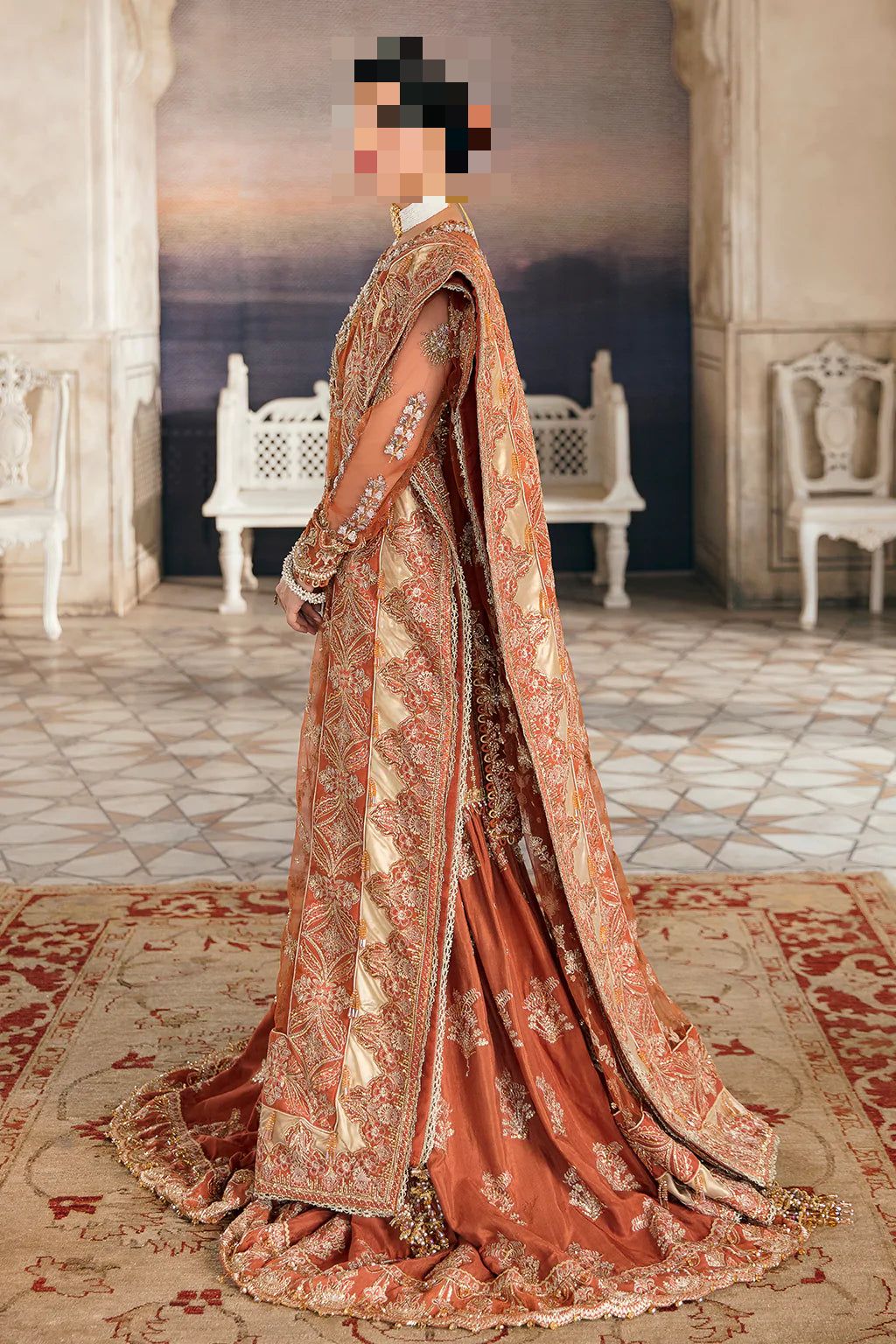 Fatima’s Teal Green Rust Orange & Maroon Wedding Dress