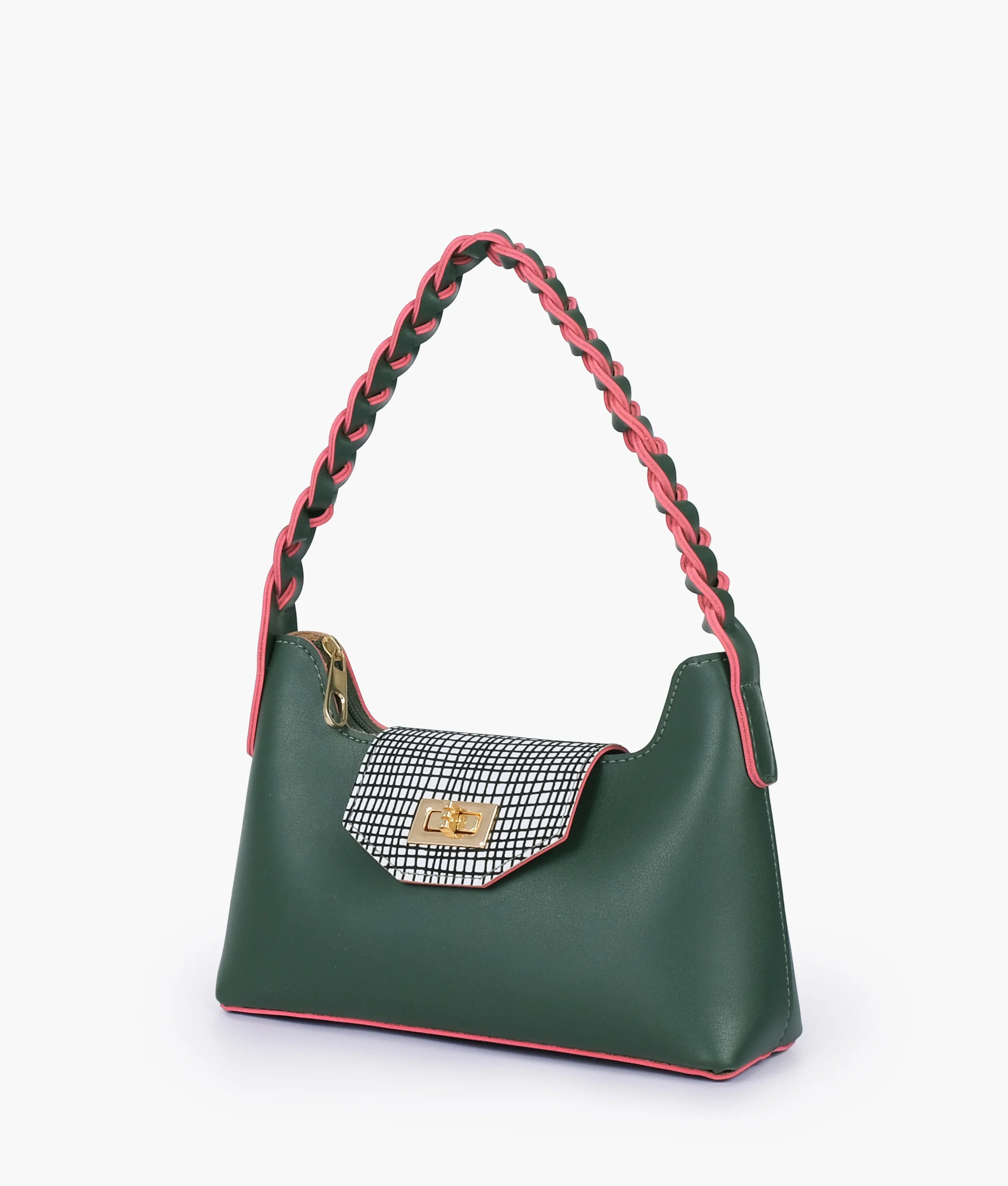 Army Green Purse with Braided Strap