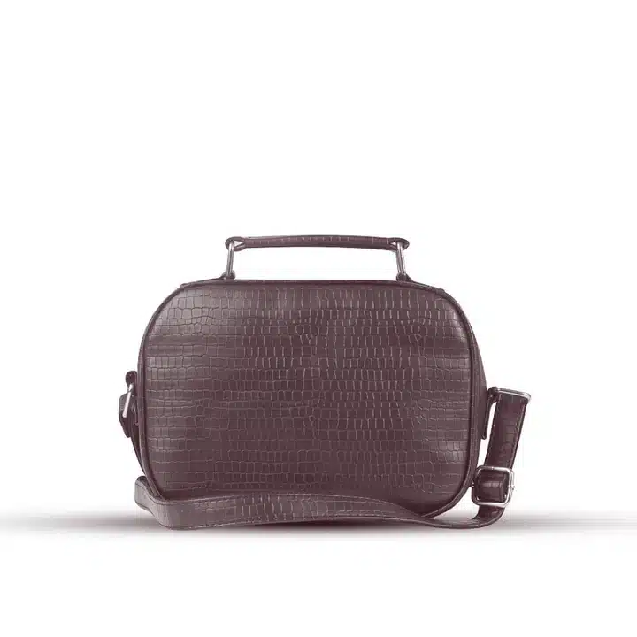 Premium choco handbag with inner pocket detail and spacious main compartment visible