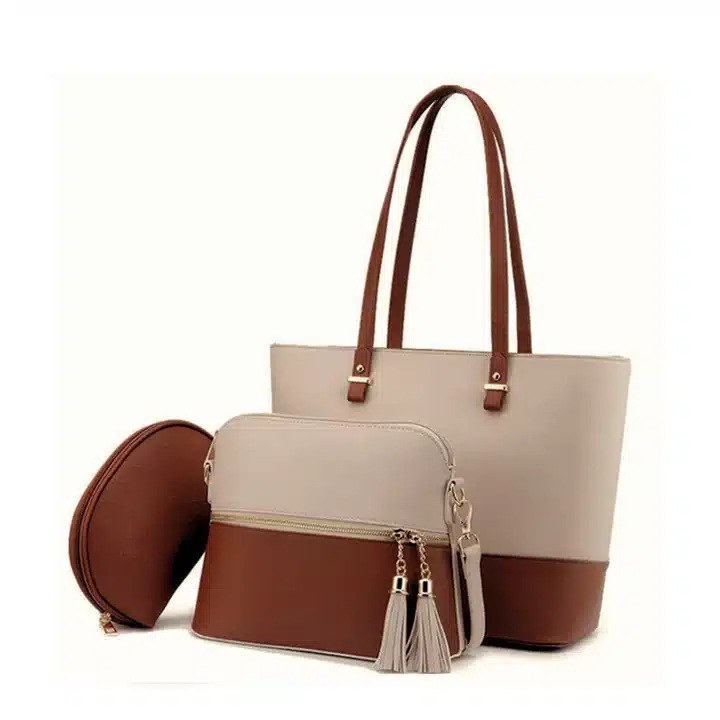 Handbag Bella Beige & Brown 3 Piece Set